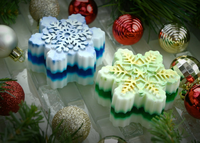 Colorful, Metallic-Dusted Christmas Soap